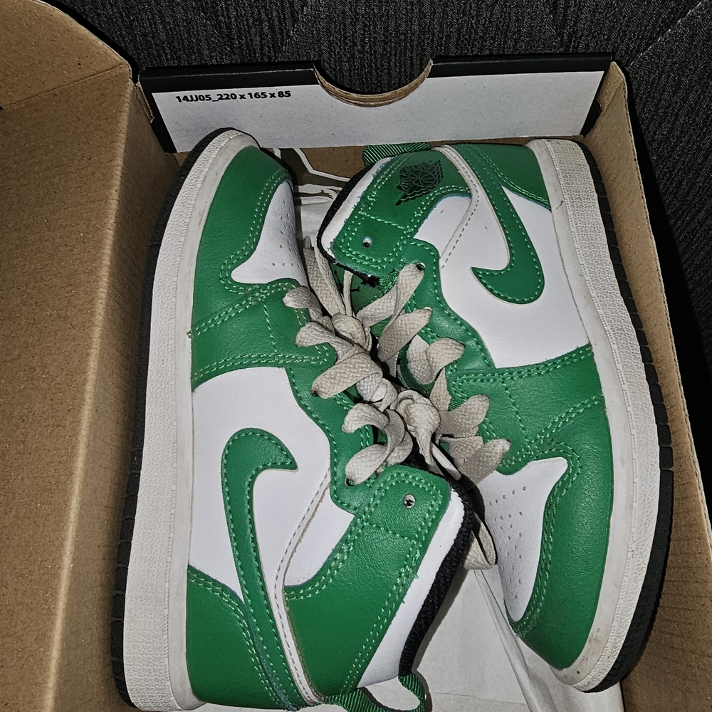 Jordan Green and White High-Top Sneakers